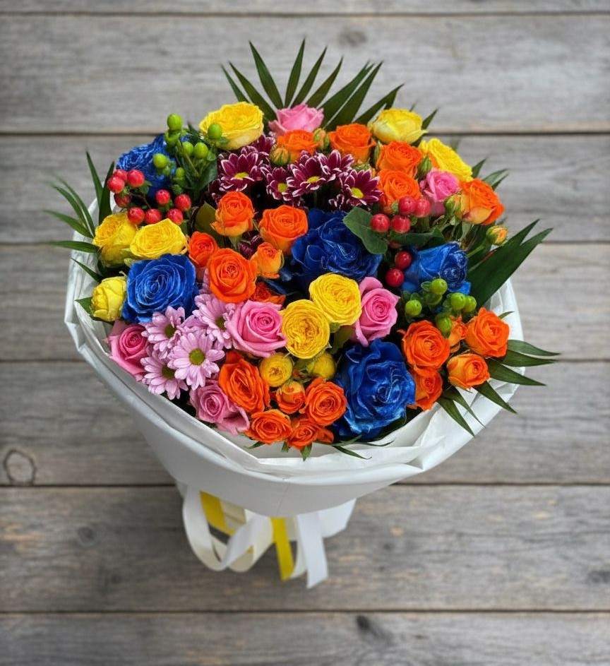 Букет цветов из: Розы и Хризантемы в Песковке