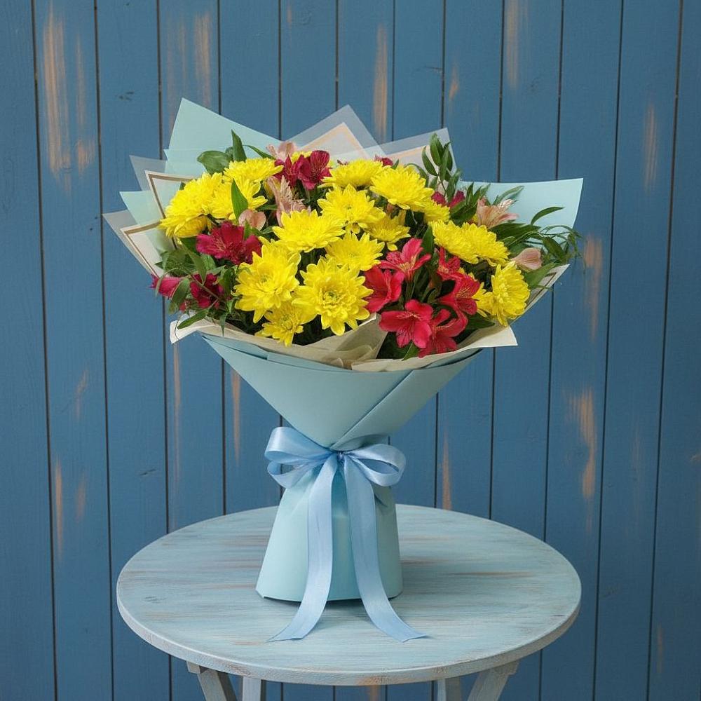 Букет цветов из: Альстромерии и Хризантемы в Песковке
