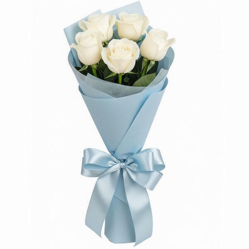 Букет 5 Белых роз Проуд в Песковке