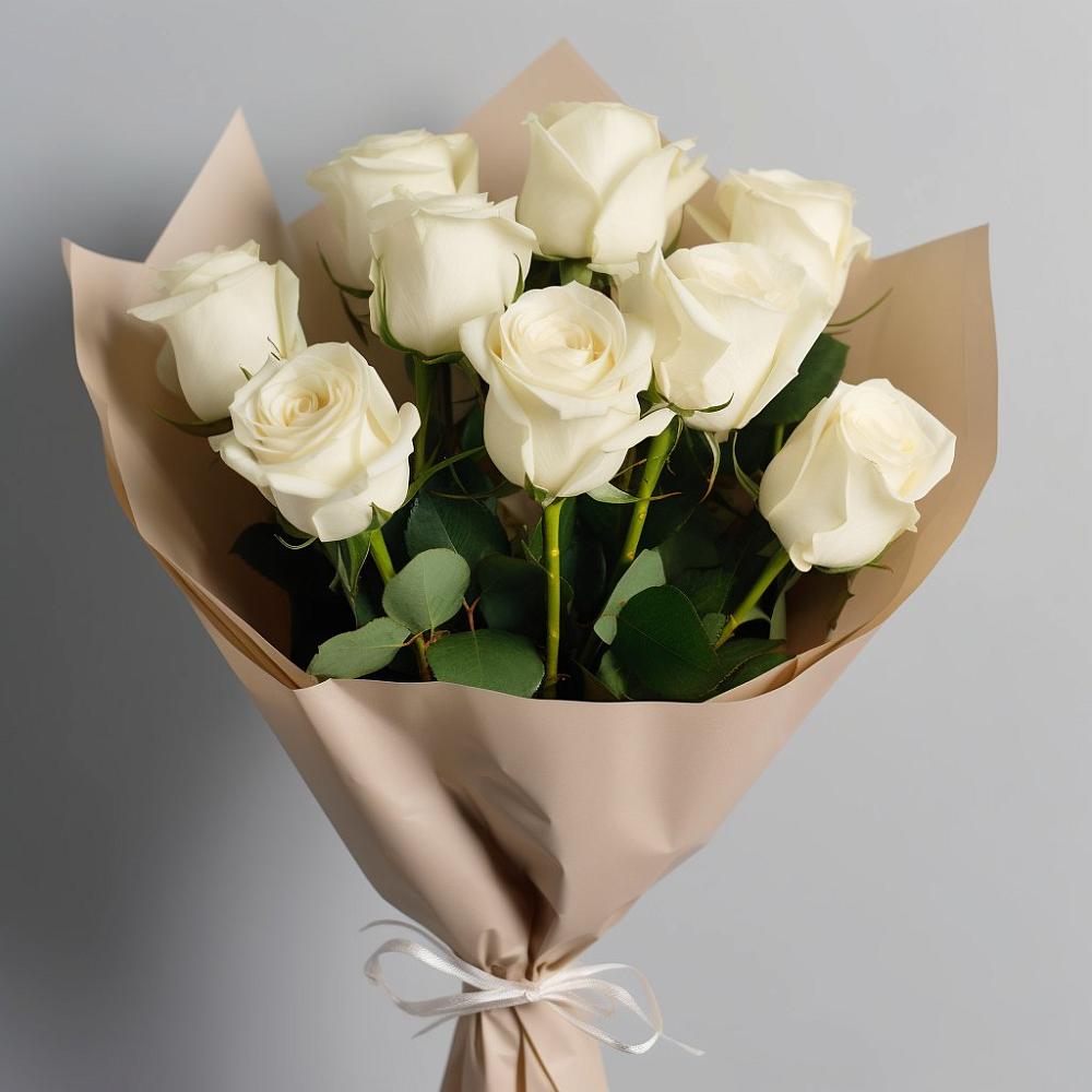 Букет 9 Белых роз Эдлесс Лав в Песковке