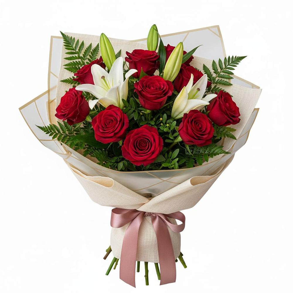 Букет цветов из: Лилии и Розы в Песковке