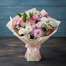 Букет цветов из:  Хризантемы, Альстромерии и Розы в Песковке