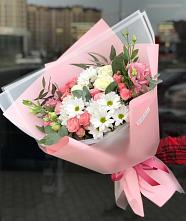 Букет цветов из:  Розы, Лизиантусы и Хризантемы в Песковке