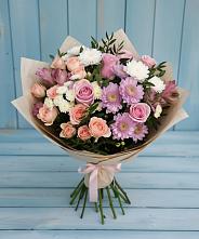 Букет цветов из:  Хризантемы, Розы и Альстромерии в Песковке