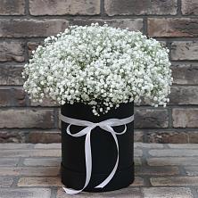 Цветочная композиция из Гипсофила в шляпной коробке в Песковке